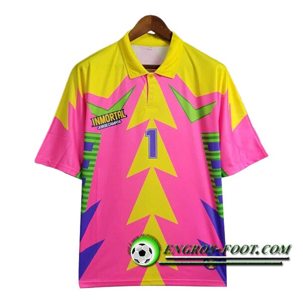 Maillot de Foot Mexique Retro Gardien De But Rose/Jaune