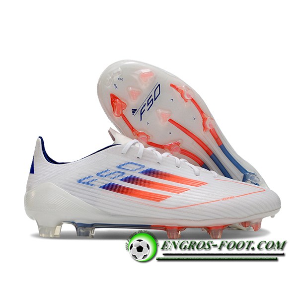 Adidas Chaussures de Foot F50 ELITE FG Blanc/Bleu/Orange