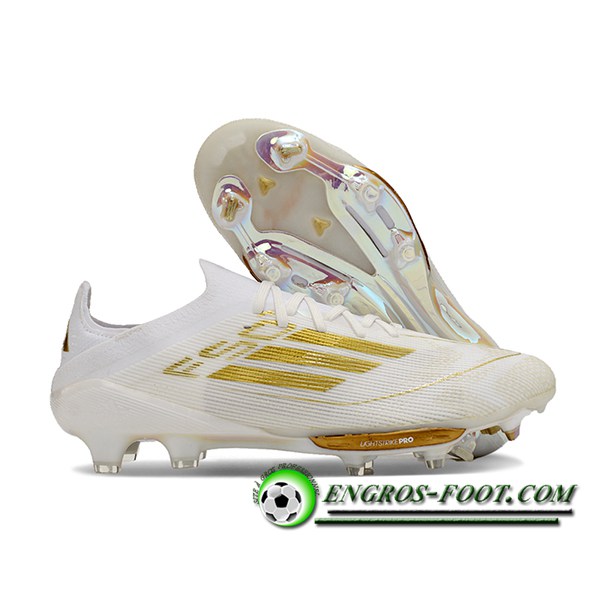 Adidas Chaussures de Foot F50+.1 FG Blanc/Jaune