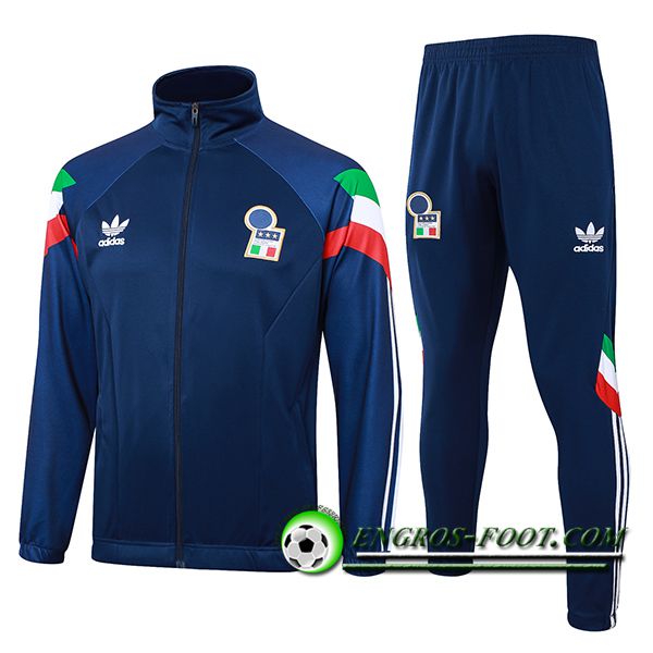 Ensemble Survetement de Foot Veste Italie Bleu Royal 2024/2025 -05