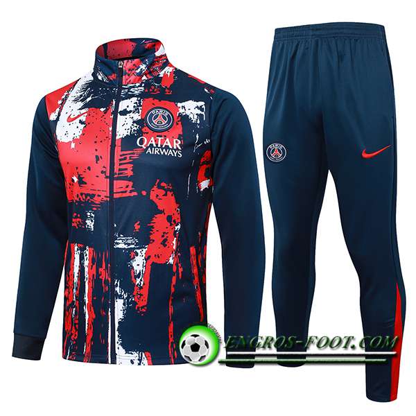 Ensemble Survetement de Foot Veste PSG Bleu/Rouge 2024/2025