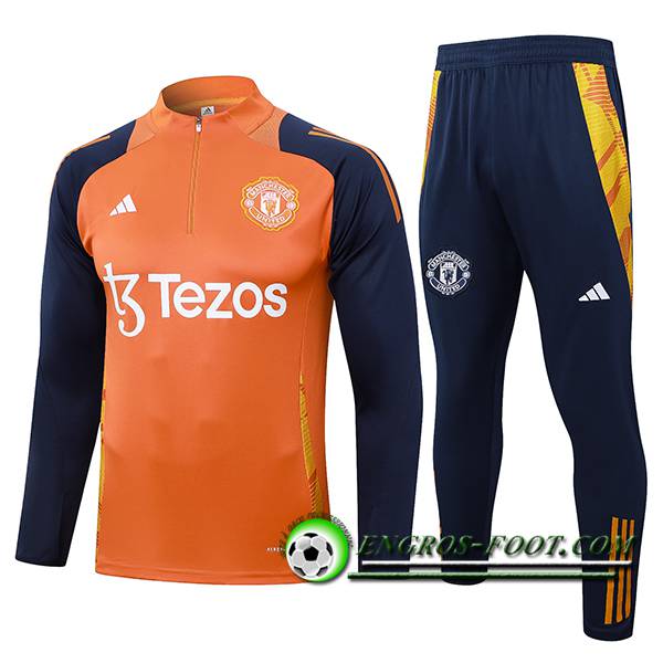 Ensemble Survetement de Foot Manchester United Orange/Bleu 2024/2025 -03