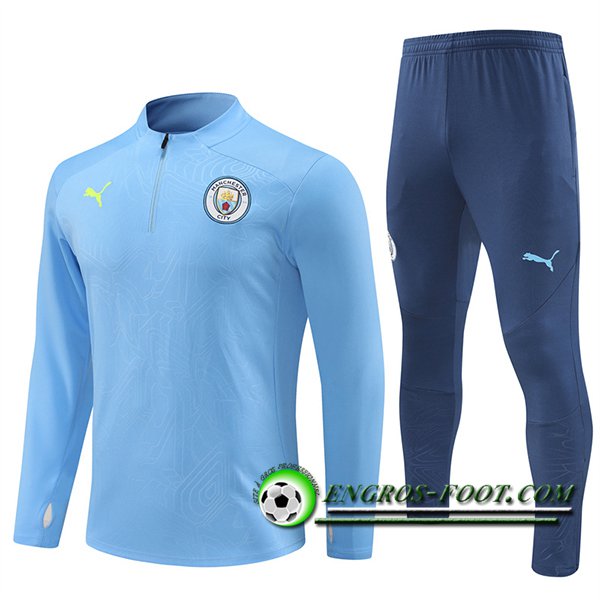 Ensemble Survetement de Foot Manchester City Bleu Clair 2024/2025