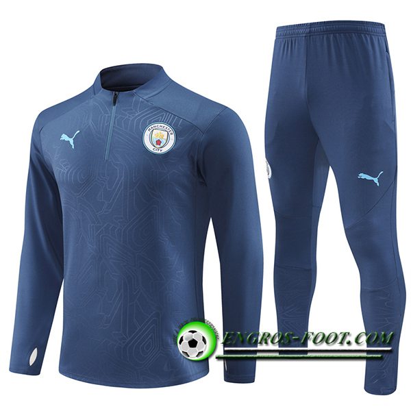 Ensemble Survetement de Foot Manchester City Bleu Royal 2024/2025