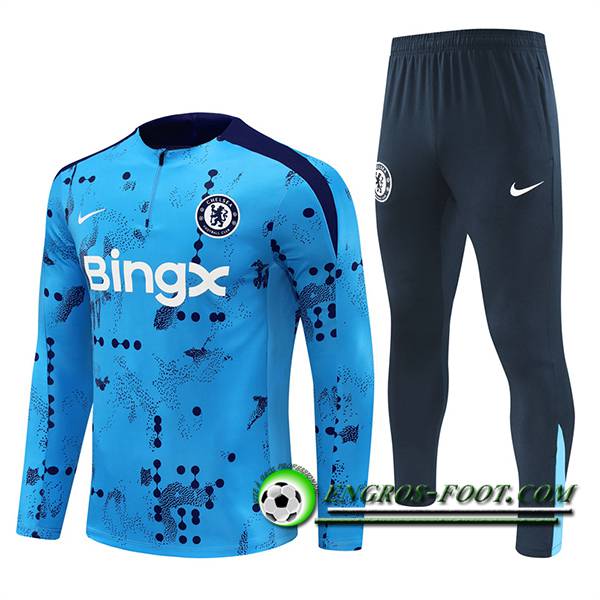 Ensemble Survetement de Foot FC Chelsea Bleu Clair 2024/2025