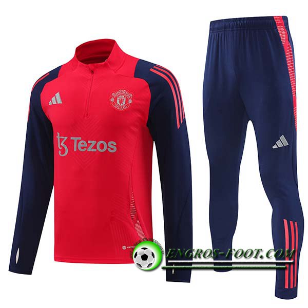 Ensemble Survetement de Foot Manchester United Rouge/Bleu 2024/2025