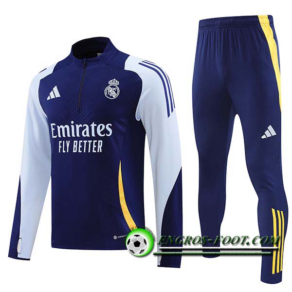 Ensemble Survetement de Foot Real Madrid Bleu/Blanc 2024/2025