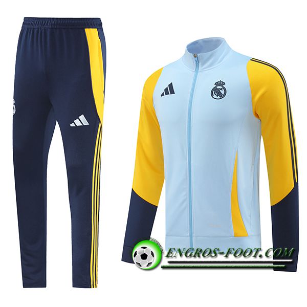 Ensemble Survetement de Foot Veste Foot Real Madrid Bleu/Jaune 2024/2025