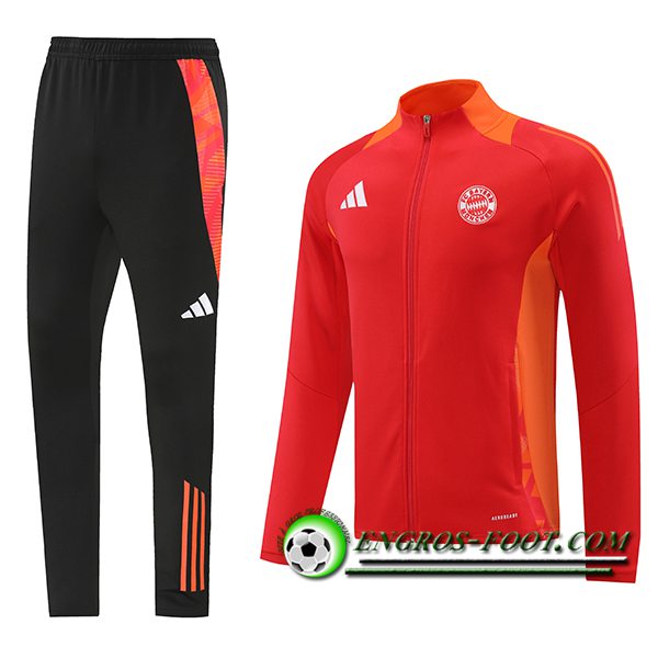 Ensemble Survetement de Foot Veste Foot Bayern Munich Rouge/Orange 2024/2025