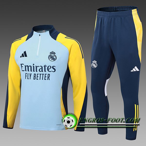 Ensemble Survetement de Foot Real Madrid Enfant Bleu/Jaune 2024/2025 -02