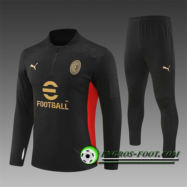 Ensemble Survetement de Foot Milan AC Enfant Noir/Rouge/Jaune 2024/2025