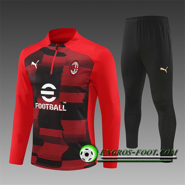 Ensemble Survetement de Foot Milan AC Enfant Rouge/Noir 2024/2025 -03