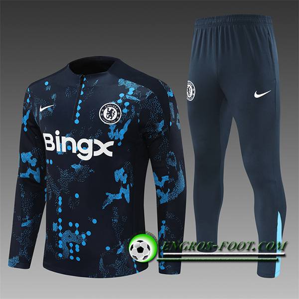 Ensemble Survetement de Foot FC Chelsea Enfant Bleu Royal 2024/2025