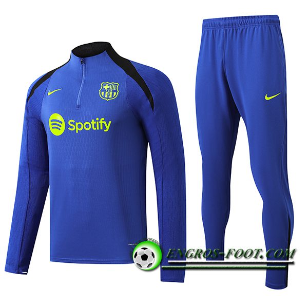 Ensemble Survetement de Foot FC Barcelone Enfant Bleu/Noir 2024/2025