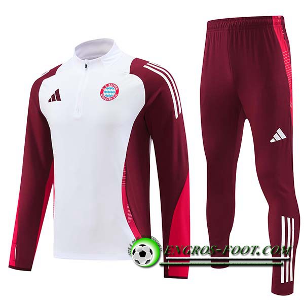 Ensemble Survetement de Foot Bayern Munich Enfant Blanc/Rouge 2024/2025