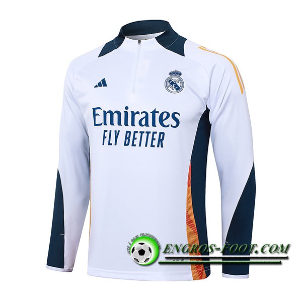 Sweatshirt Training Real Madrid Blanc/Bleu/Orange 2024/2025