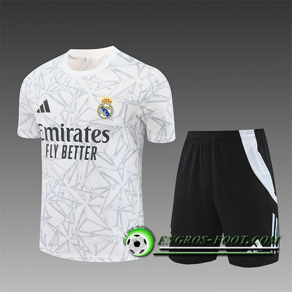 Ensemble Training T-Shirts Real Madrid Enfant Blanc/Gris 2024/2025