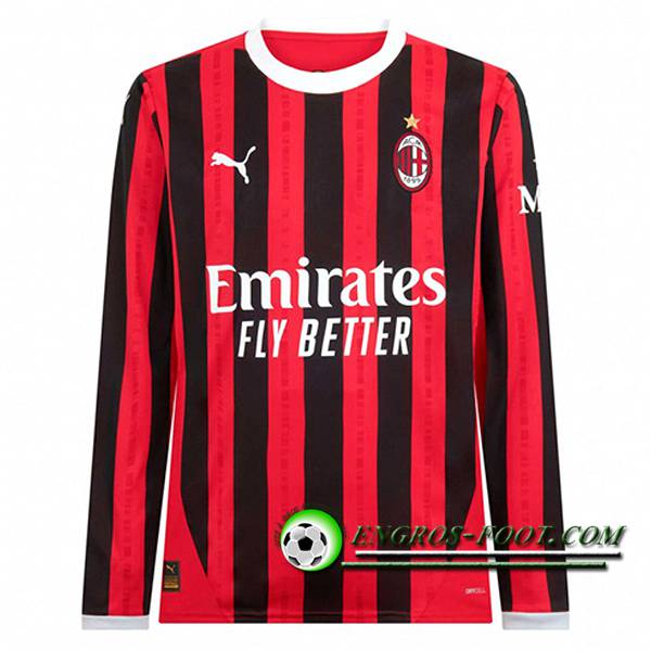 Nouveau Maillot de Foot Milan AC Manches Longues Domicile 2024/2025