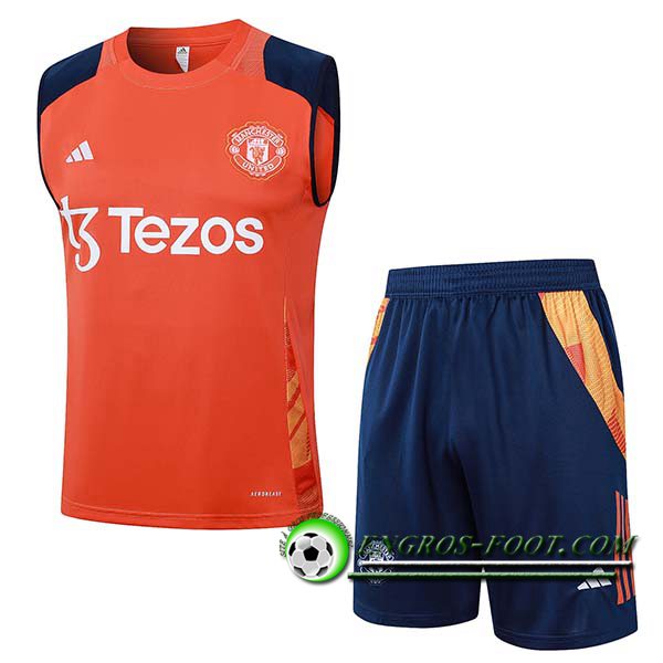 Ensemble Training Debardeur Manchester United Orange/Bleu 2024/2025