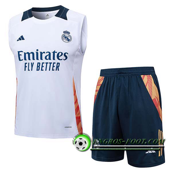 Ensemble Training Debardeur Real Madrid Blanc/Orange 2024/2025