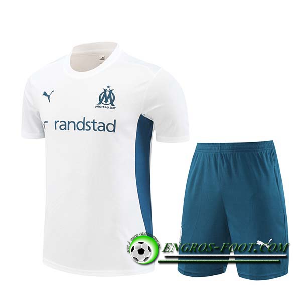 Ensemble Training T-Shirts Marseille Blanc/Vert 2024/2025