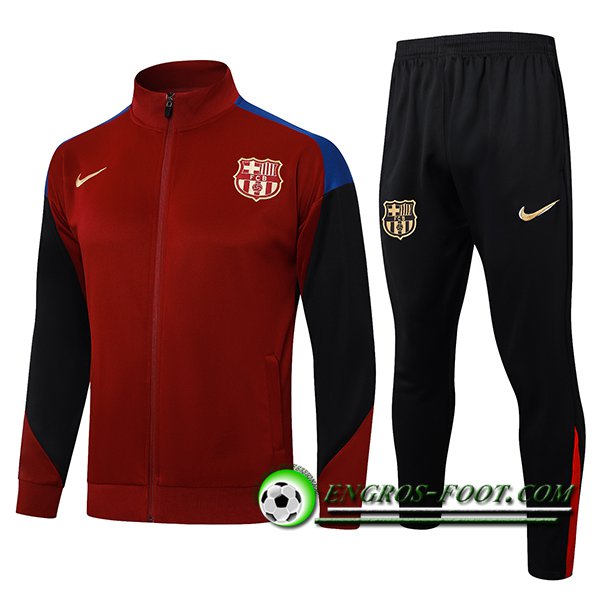 Ensemble Survetement de Foot Veste Foot FC Barcelone Rouge/Noir/Bleu 2024/2025