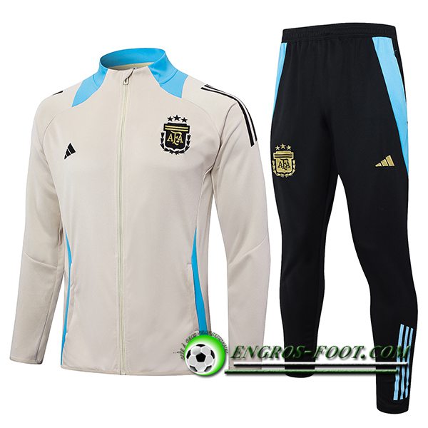 Ensemble Survetement de Foot Veste Foot Argentine Beige/Bleu 2024/2025