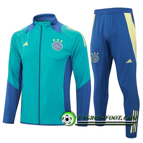 Ensemble Survetement de Foot Veste Foot Ajax Vert/Bleu 2024/2025