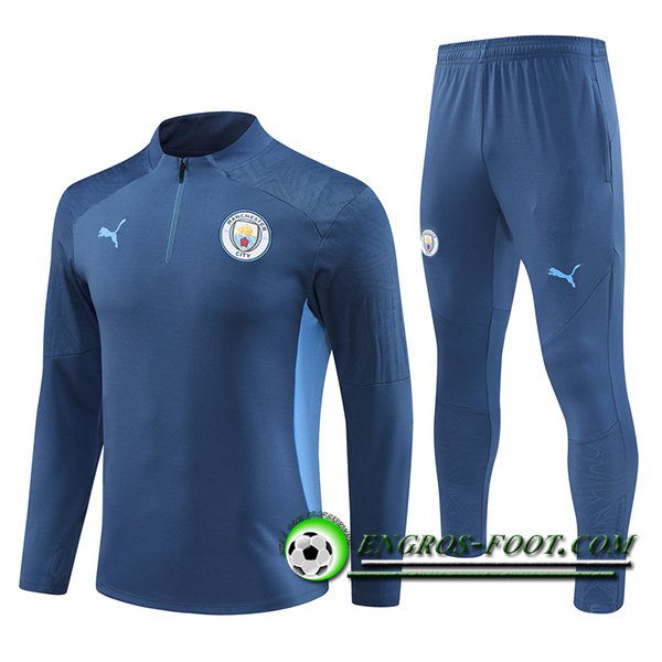 Ensemble Survetement de Foot Manchester City Bleu Royal 2024/2025