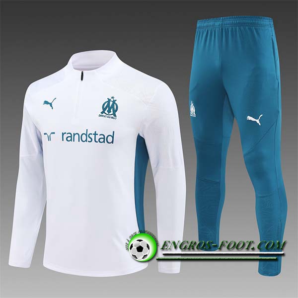 Ensemble Survetement de Foot Marseille Enfant Blanc/Vert 2024/2025