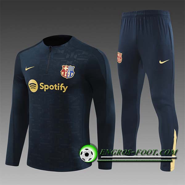 Ensemble Survetement de Foot FC Barcelone Enfant Bleu Foncé 2024/2025