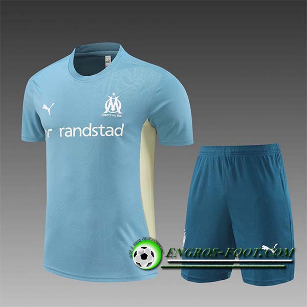 Ensemble Training T-Shirts Marseille Enfant Vert/Blanc 2024/2025