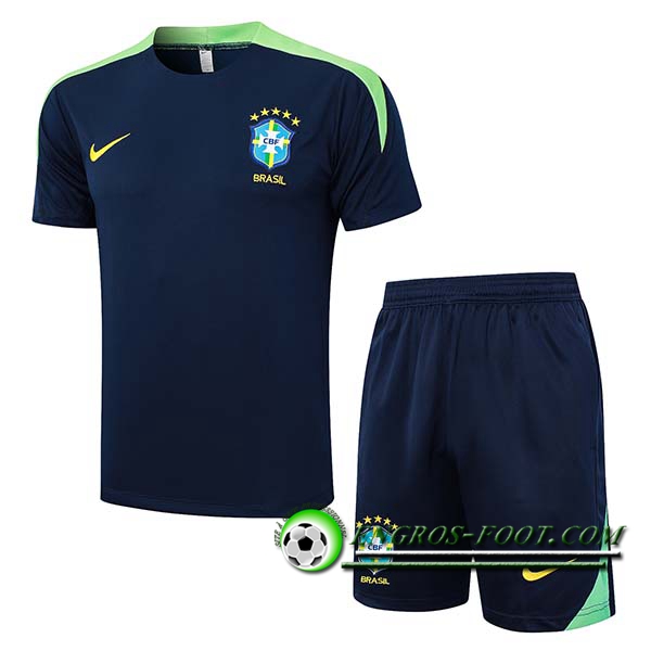 Kit Maglia Allenamento Brasile Blu/Verde 2024/2025 -04