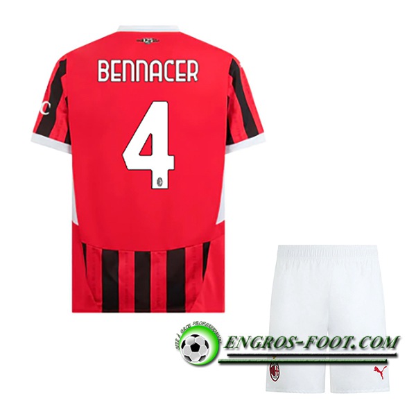 Maglie Calcio AC Milan (BENNACER #4) Bambino 2024/2025 Prima