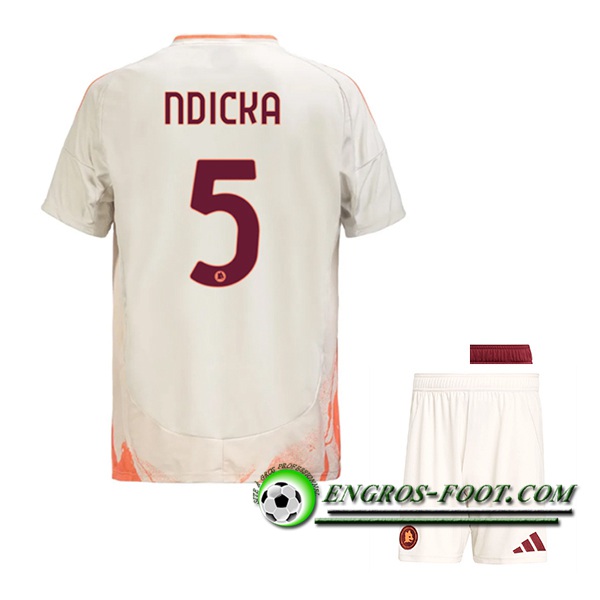 Maglie Calcio AS Roma (NDICKA #5) Bambino 2024/2025 Seconda