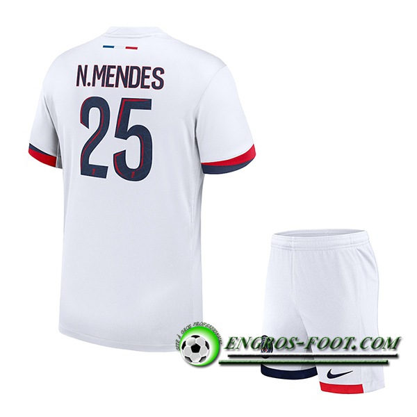 Maglie Calcio PSG (N.MENDES #25) Bambino 2024/2025 Seconda