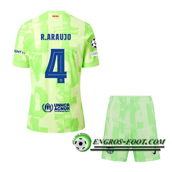 Maglie Calcio Barcelona (R. ARAUJO #4) Bambino 2024/2025 Terza