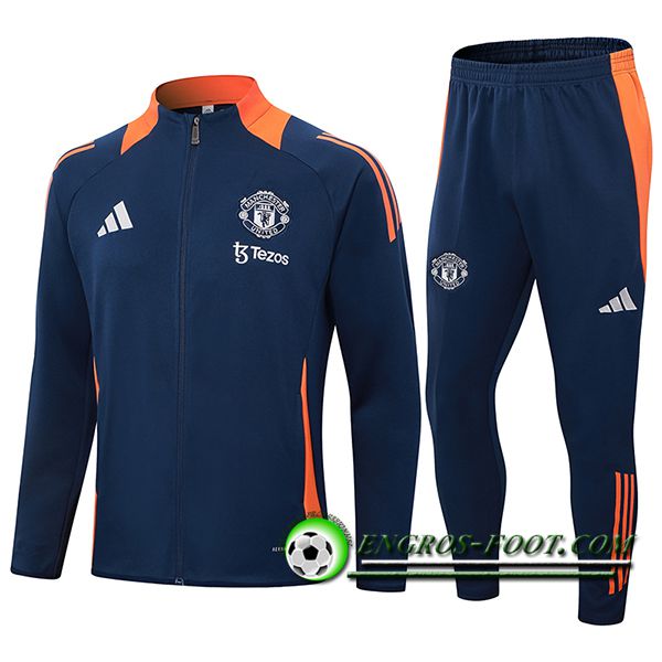 Insieme Tuta Calcio Giacca Manchester United Blu/Arancia 2024/2025