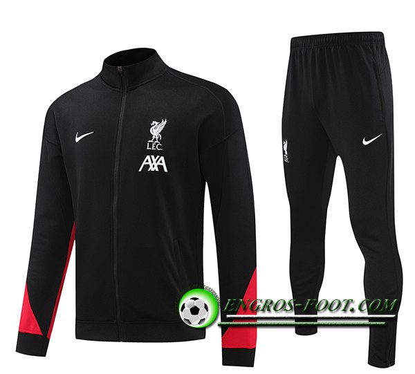 Insieme Giacca Con Cappuccio Tuta FC Liverpool Nero/Rosso 2024/2025