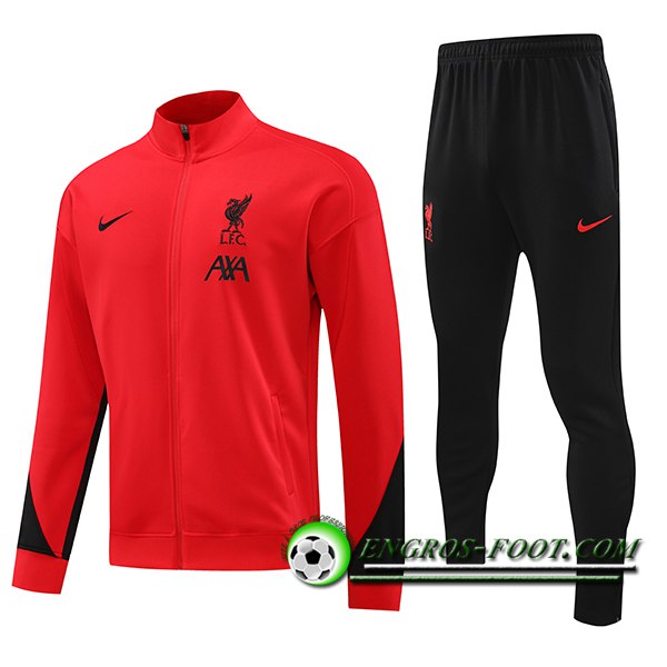 Insieme Giacca Con Cappuccio Tuta FC Liverpool Rosso/Nero 2024/2025