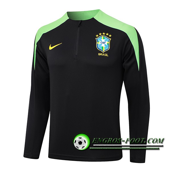 Felpa Allenamento Brasile Nero/Verde 2024/2025