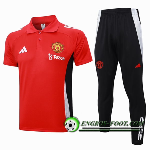 Ensemble Polo Foot Manchester United Rouge/Noir/Blanc 2024/2025