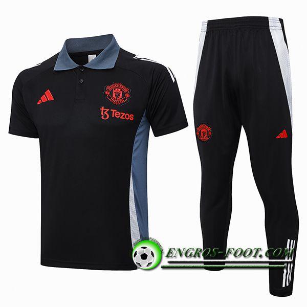 Ensemble Polo Foot Manchester United Noir/Gris/Blanc 2024/2025