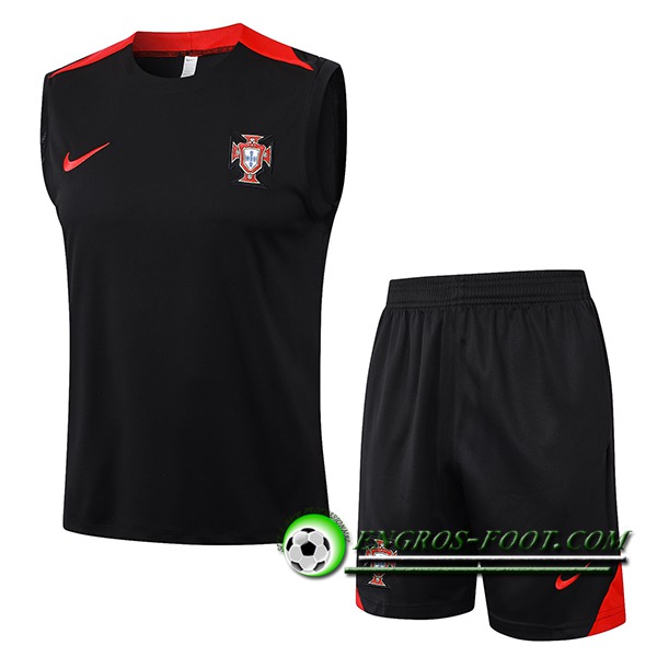 Ensemble Training Debardeur Portugal Noir/Rouge 2024/2025 -02