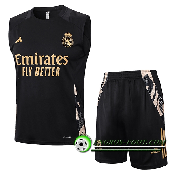 Ensemble Training Debardeur Real Madrid Noir/Jaune 2024/2025 -02