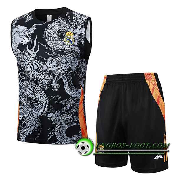 Ensemble Training Debardeur Real Madrid Gris/Noir 2024/2025