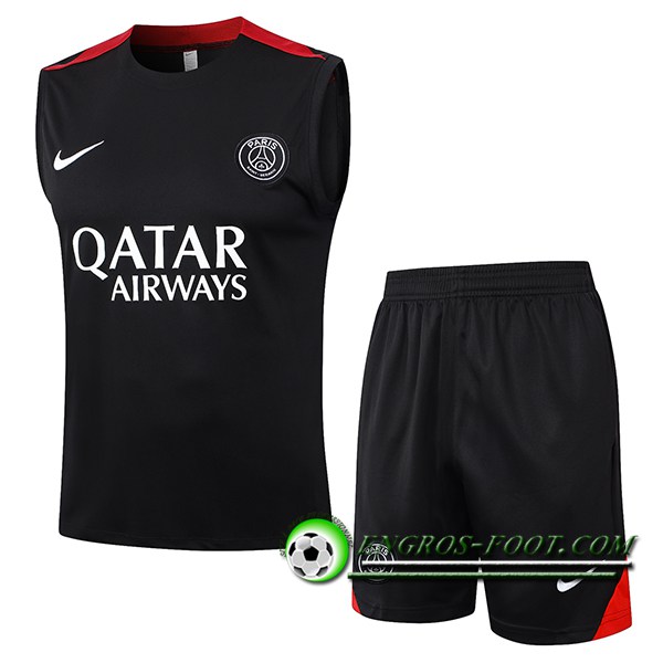 Ensemble Training Debardeur PSG Noir/Rouge 2024/2025 -02