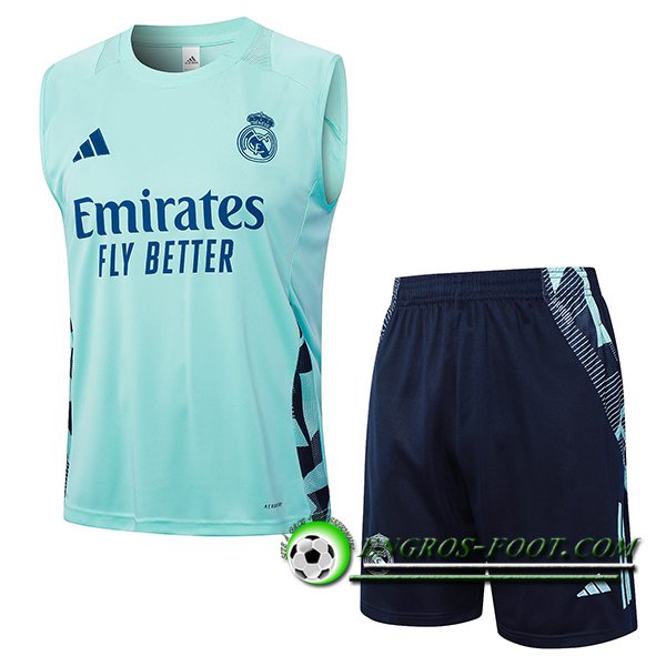 Ensemble Training Debardeur Real Madrid Vert/Bleu 2024/2025