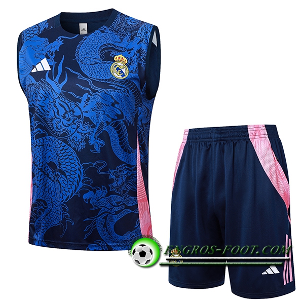 Ensemble Training Debardeur Real Madrid Bleu/Rose 2024/2025