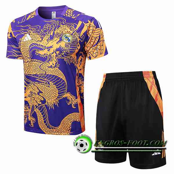 Ensemble Training T-Shirts Real Madrid Pourpre/Jaune 2024/2025